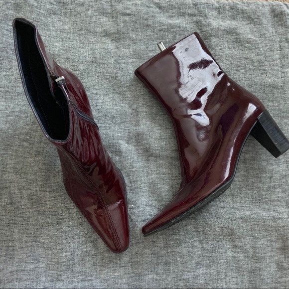 Aquatalia Shoes - Aquatalia red patent leather ankle heeled boots 7